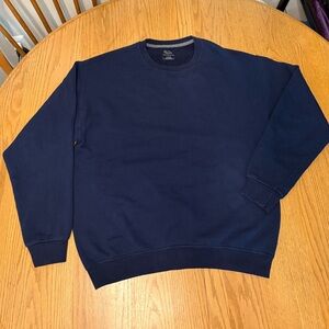 Fruit of the Loom Men's Crewneck Sweater Navy Blue Y2K Blank Cozy Large